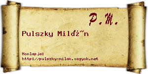 Pulszky Milán névjegykártya